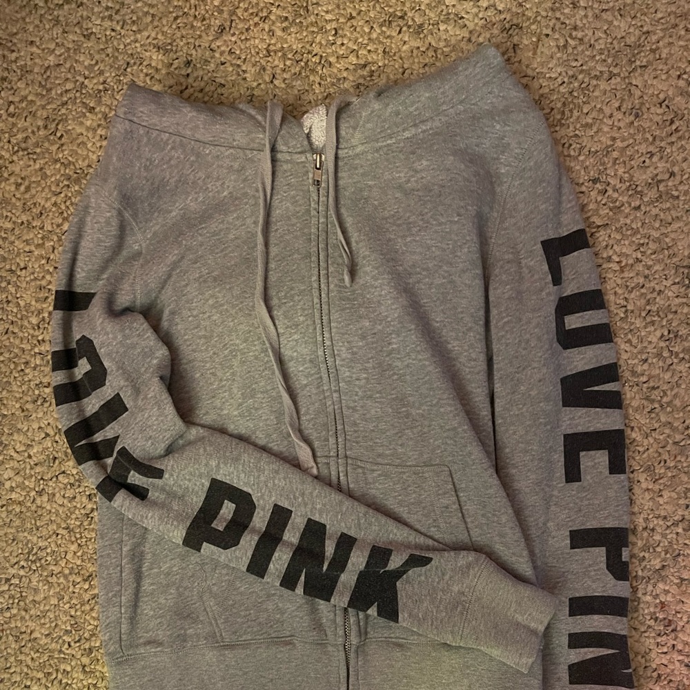 Pink brand, grey zip up hoodie